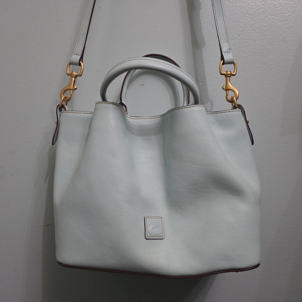 Dooney & Bourke Pale Blue Leather Tote with Gold Hardware
